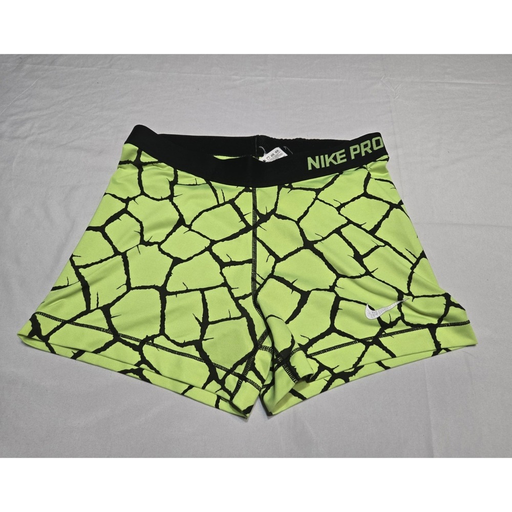 Nike Pro Dri-Fit Spandex Shorts Yellow/Black Size Large Stretch Athletic Gym